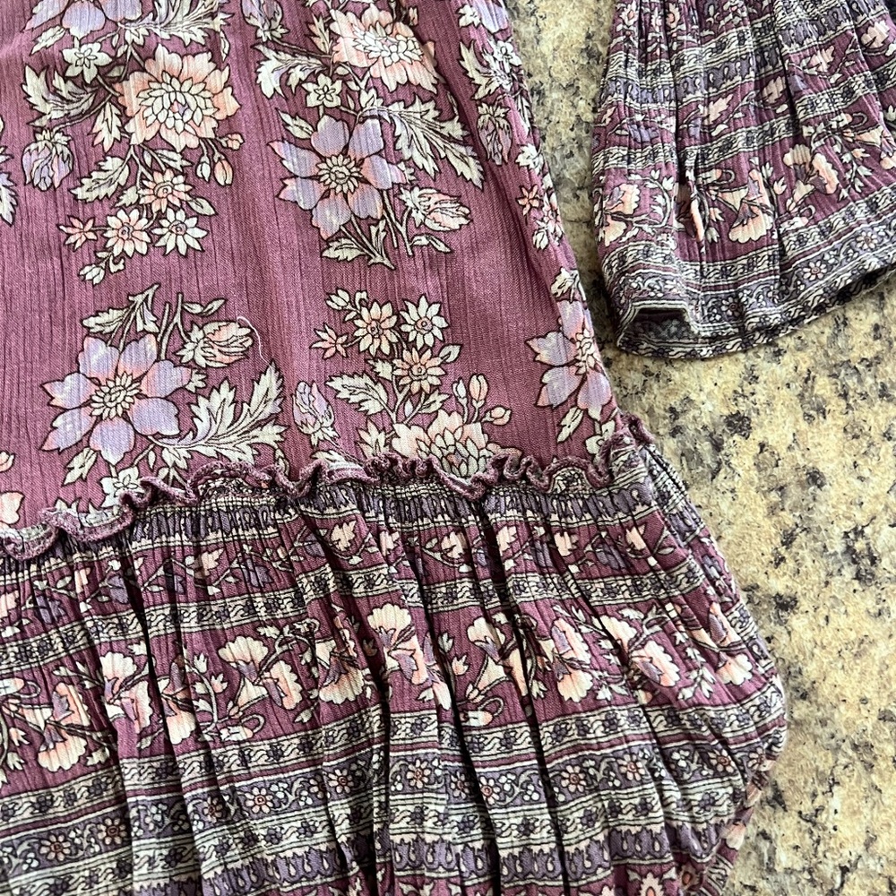 American Eagle Outfitters Mauve Floral Lace-Up peasant blouse mauve  voteu - Picture 4 of 7